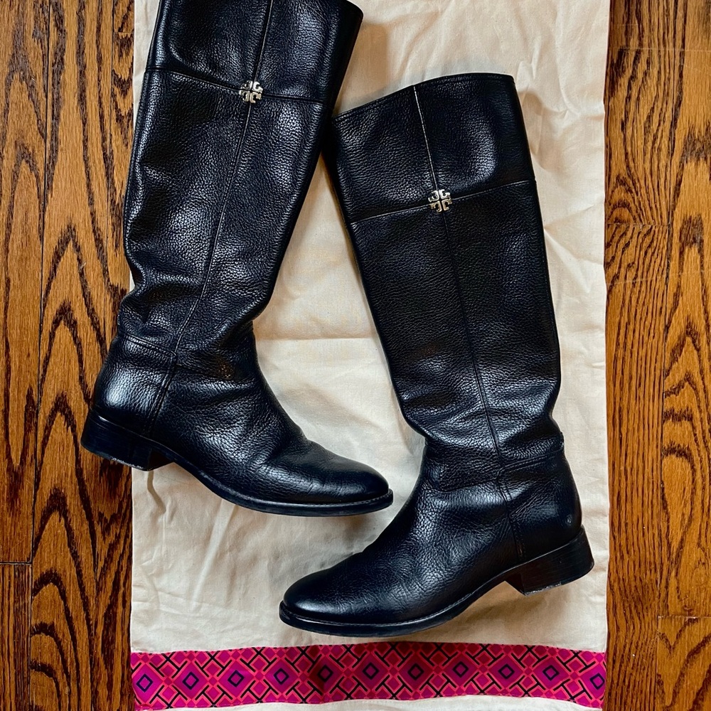 Tory Burch Black Leather Riding Boots
